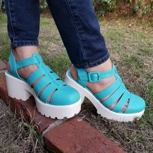 Blue Platform Sandals NWT